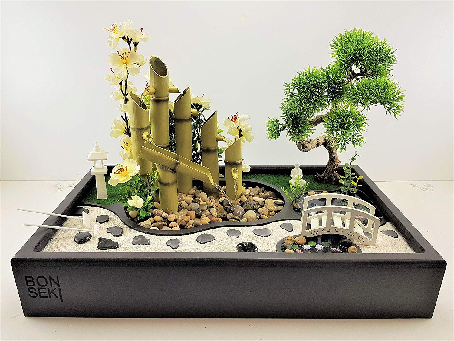 Bonseki Fontana Zen da Interno con Giardino Zen 50 x 30 cm in Legno